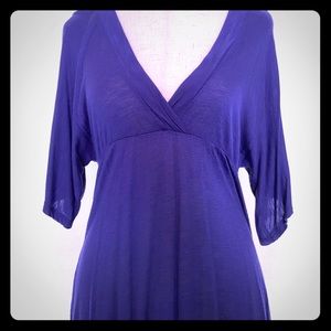A’GACI Navy Blue Embroidered Open Back Tunic Sz M